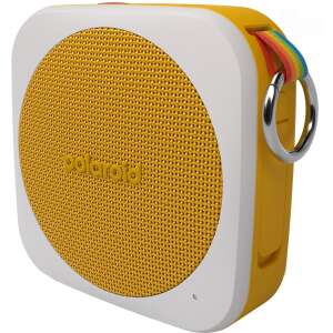 Angled view of Polaroid P1 yellow portable Bluetooth speaker - Audio