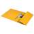 Leitz Recycle A4 yellow 3-pocket folder, open, showing pockets