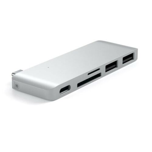 Satechi USB-C Hub mit USB 3.0 Anschlüssen und SD/MicroSD Kartenleser, silber