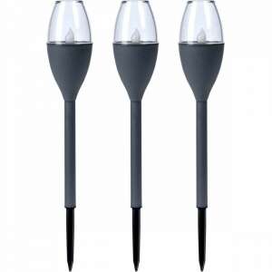 Set mit 3 ProGarden-Solarbeleuchtungslampen, Kunststoff, 38 x 6,5 cm, schwarz 63835807