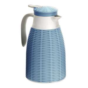 Blue and white 1 liter Classic thermos with rattan design, keeps drinks hot for up to 6 hours - Food & beverage carrier