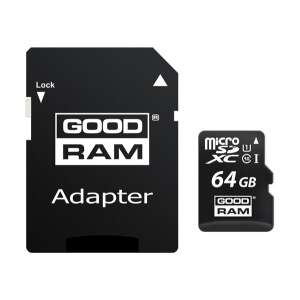 GOODRAM MEMÓRIAKÁRTYA TransFlash 64GB (microSDXC, Class 10, UHS-i 1, M1AA-0640R11 utódja) + SD adapter 63857732 