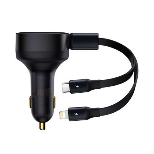 BASEUS Autós GyorsTöltő - Type-C/Lightning Kábellel