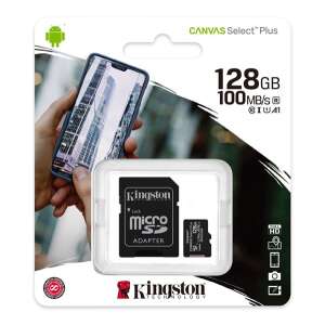 KINGSTON MEMÓRIAKÁRTYA TransFlash 128GB (microSDXC Canvas Select Plus - Class 10, UHS-1, A1) + SD adapter 63860006 