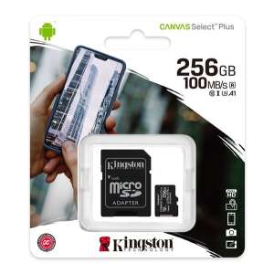 KINGSTON MEMÓRIAKÁRTYA TransFlash 256GB (microSDXC Canvas Select Plus - Class 10, UHS-1, A1) + SD adapter 63860008 