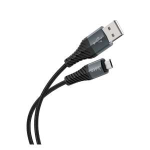 HOCO X38 adatkábel (USB - microUSB, 2.4A, gyorstöltés támogatás, 100cm, törésgátló) FEKETE 63861790 - Hoco