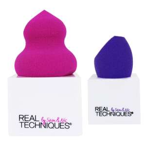 Real Techniques 2 piece makeup sponge set with stands, includes a sculpting sponge and a mini miracle sponge - Makeup Sponge