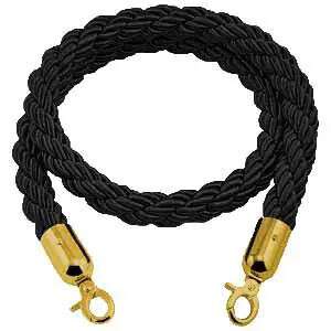 Fekete csavart kordonkötél arany karabínerrel, 160cm hosszú - Jelölés & Figyelmeztetés