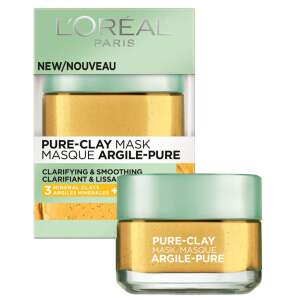 Mască L'Oreal Paris Pure Clay de iluminare, 3 argile pure + lămâie yuzu, clarifiantă și netezitoare, 50ml - Mască și pachet pentru îngrijirea pielii