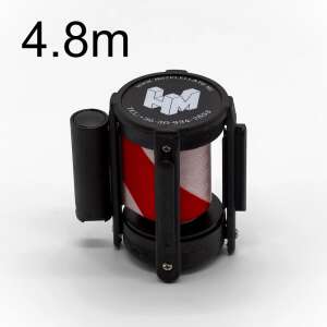 4.8m piros-fehér csíkos szalagkazetta tömegellenőrzéshez, XL méret, fekete műanyag, HM Hotel Ellátó márka - Jelölés & Figyelmeztetés