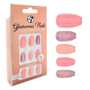 W7 Glamorous Nails fake nails, cupcake frosting, 24 pack, with glue and nail file - W7