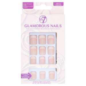W7 Glamorous Nails Kit, 24 French Tip Fake Nails with Glue and File - W7
