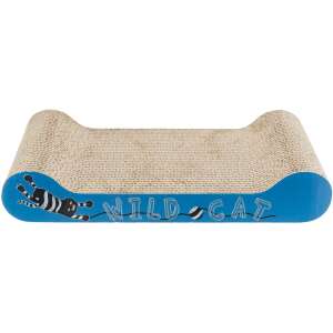 Trixie Wild Cat Drapak dla kotów, niebieska i beżowa powierzchnia do drapania z kartonu z wzorem kota, 41 x 24 x 7 cm - Dom dla kotów, Meble dla kotów i Buda dla psa