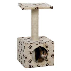 Trixie Zamora meble dla kota z drapakiem, beżowe z wzorem łap, kot w środku - Dom dla kotów, Meble dla kotów i Buda dla psa