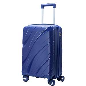 Dollcini Világjáró Valiză albastră închisă cu carcasă rigidă de 24 inch cu roți și mâner telescopic - Dollcini Valize