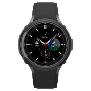 Smartwatch Samsung Galaxy Watch6 Classic 47mm w czarnym silikonowym etui ochronnym Spigen Liquid Air - Etui do inteligentnych zegarków
