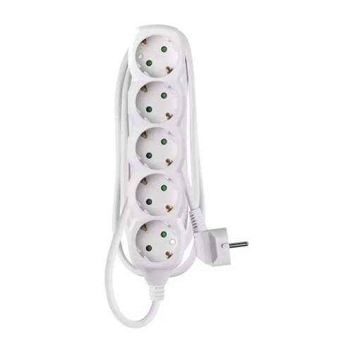 Emos P0521 5-outlet extension cord, 1.5 meters long, white