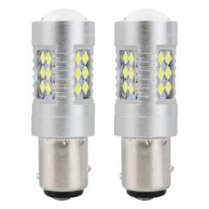 2 db 1157 P21/5W BAY15d Canbus LED autóizzó 24SMD 3030 12/24V Fehér - AMiO