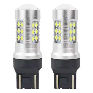 2 db 24 SMD 3030 12/24V Fehér LED Izzó Autók Helyzetjelző és Féklámpa, T20 Canbus, P21/5W, 7443 - AMiO