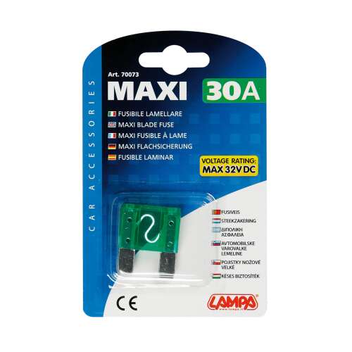 LAMPA Maxi 30A lapos biztosíték, zöld, 32V DC, autó kiegészítők - Késes biztosíték