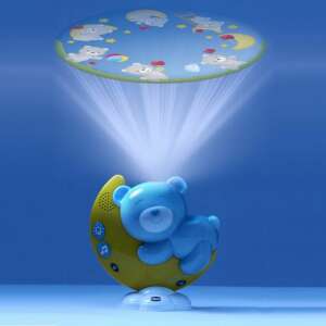 Chicco Next2Moon musical projector night light with a blue bear sleeping on a moon, projecting stars and clouds on the ceiling - Night Light, Projector