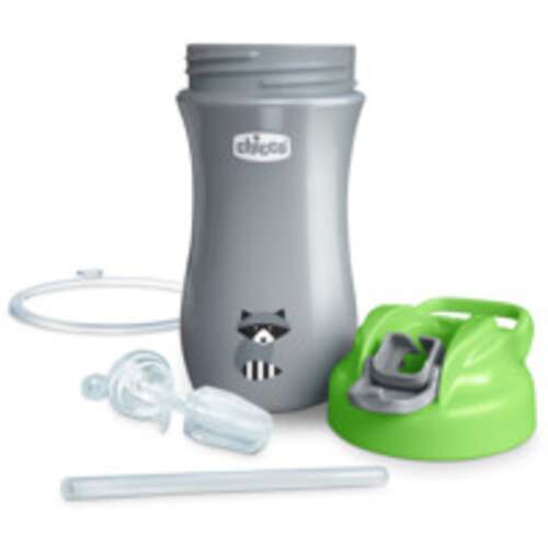 Kubek Chicco Kids Pop-Up 350ml ze słomką, z wzorem szop pracza, bez BPA, od 2 lat