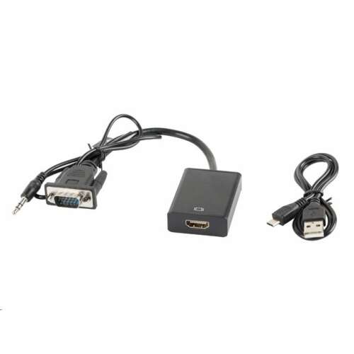 Lanberg VGA to HDMI adapter with audio cable, AD-0021-BK, black