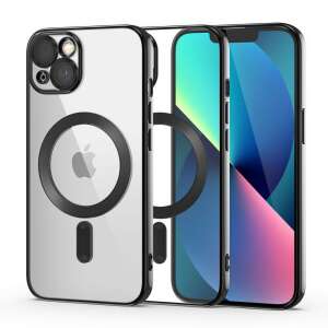 Tech-Protect MagShine MagSafe iPhone 13 Case, Clear Back, Black Ring, 3/4 View - Tech-Protect Phone Case