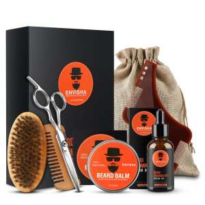 Beard Care Package, Gift Set, 7 pcs, Orange Edition, Envisha by Verilaria