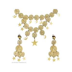 Arany érme nyaklánc és fülbevaló szett, tökéletes cigány jelmezhez - Widmann