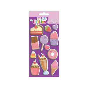 The Littlies 3D pufi matricák, édességek és finomságok témában, 10x22cm-es ív - Luna