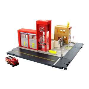 Matchbox Tűzoltóállomás Játék szett Úttal és Tűzoltóautóval - Autópálya & Parkolóház
