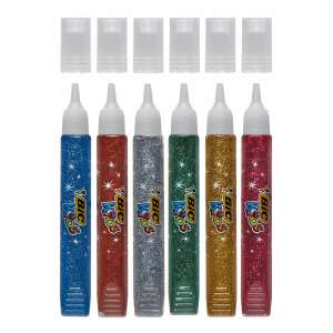 BIC Kids Glitter Glue Metallic, 6 pack of glitter glue sticks, assorted colors, washable, recommended by teachers - Adhesive