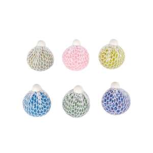 Sortiment von 6 bunten Mesh-Stressbällen, jeder Ball hat einen Durchmesser von 7 cm - Bürobedarf