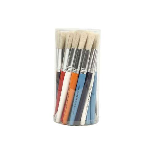 30-piece round paintbrush set in clear tube packaging