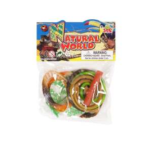 Natural World 4 piece snake toy set with accessories, includes 4 snakes, a tree trunk and a bush, great for imaginative play and learning about snakes - Figure