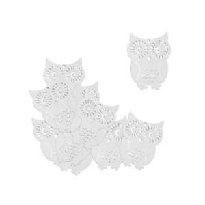 Set de 12 decupaje de bufnițe albe, 5x3,5 cm, perfect pentru artizanat și decorare - Inscripții din lemn & elemente decorative