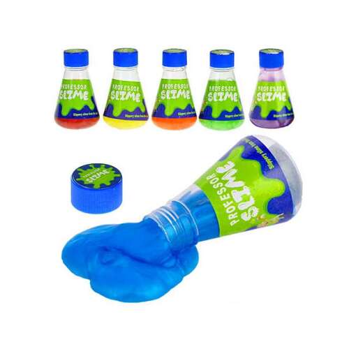 Professor Slime kék ragacs üvegben, ragacs gyerekeknek, ragacs játék, ragacs játékhoz, ragacs szórakozáshoz, ragacs bulihoz, ragacs iskolába, ragacs az osztályterembe, ragacs születésnapra