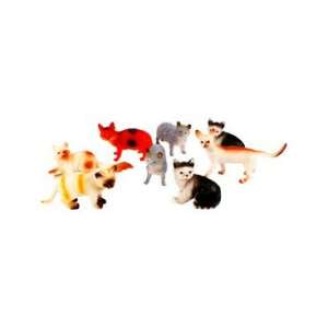 Set of 8 plastic cat figurines, 7.5 cm, assorted colors - Figure