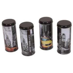 Set de 4 cutii metalice pentru cafea cu tematică New York City - Recipiente de depozitare pentru bucătărie