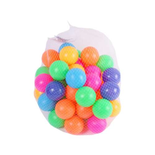 50 pack of colorful plastic balls in a mesh bag, great for kids play