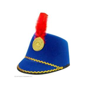 Kék filc kalap piros tollal és arany díszítéssel - tökéletes jelmezpartihoz - Widmann