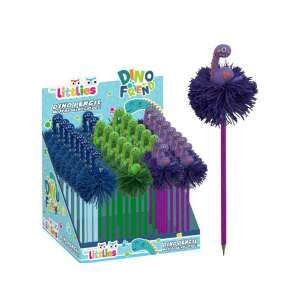 Littlies Dino Friend Dinosaurier-Bleistift mit Pompon, blau, grün, lila, verschiedene Farben - Graphitstifte