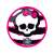 Monster High labda, rózsaszín és fehér csíkos labda koponyával és masnival, MONDO