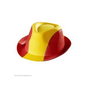 Spanyol zászló fedora kalap, piros és sárga filc kalap, spanyol színek kalap - Widmann
