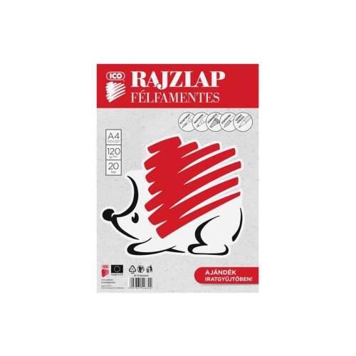 ICO A4-es rajzlap, 20 lap, félfamentes, 120g/m2, ajándék iratgyűjtőben