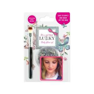 Lukky Body Glitter Gel v striebornej farbe s aplikátorovou kefou - Kozmetické stolíky, make up sety, vône