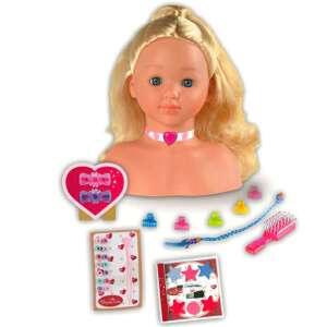 Princess Curlstie babafej kiegészítőkkel, hajformázó babafej, babafej hajjal, babafej hajformázáshoz, babafej hajápoláshoz, babafej gyerekeknek, babafej lányoknak, babafej fodrászathoz, babafej hajszalonhoz, babafej hajformázási gyakorláshoz - Klein