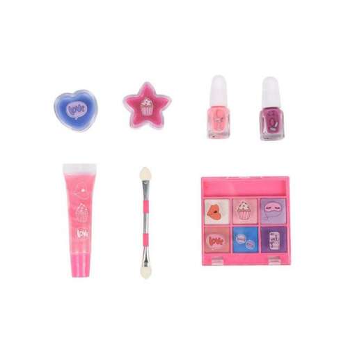 Set de machiaj Create It! pentru copii, 7 piese, include paletă de farduri de pleoape, luciu de buze, lac de unghii și multe altele