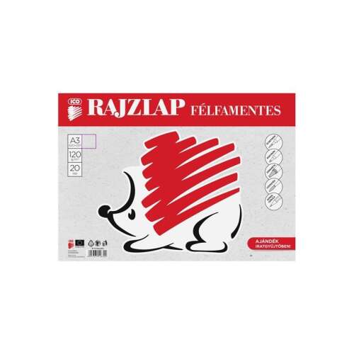 ICO A3 Zeichenpapier, halbseitig, 20 Blatt, Zeichenpapier Packung